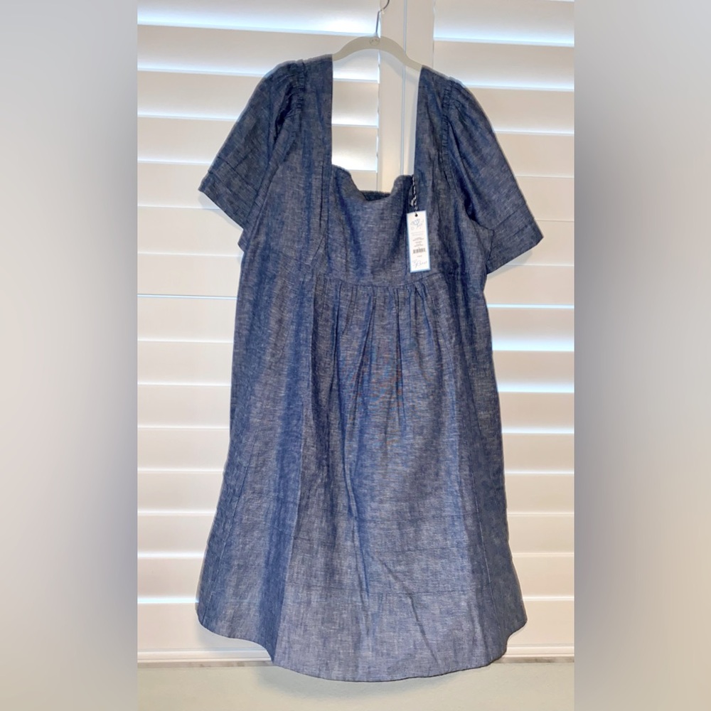 NWT Draper James Chambray Babydoll Dress • Medium Wash Denim • Size 2X
